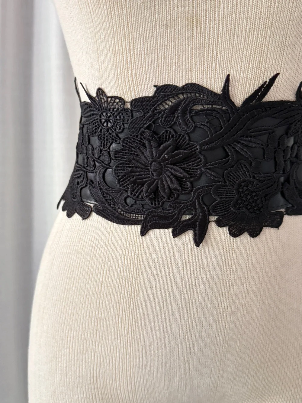 One White & One Black Lace Waist Belt - Women's Accessory